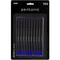 Pentonic 0.7mm Ball Point Pen Blister Pack | Black Body | Blue Ink | Set of 10 Pens