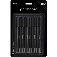 Pentonic 0.7mm Ball Point Pen Blister Pack | Black Body | Black Ink | Set of 10 Pens