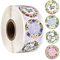 HASTHIP Paper Pretty 500Pcs Round Floral Thank You Reusable Stickers For Door Seal Label For Favor Party Handmade Envelope Stationery Sticker, 6 Cm