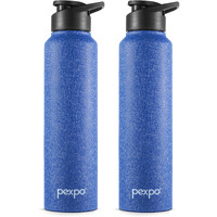 PEXPO Chromo Stainless Steel Sports/Fridge Sipper Water Bottle 1 Litre, Blue Pack of 2 | Eco friendly | BPA Free | Water Bottle for Office, Gym, School, Yoga, Trekking, Men, Women and Kids
