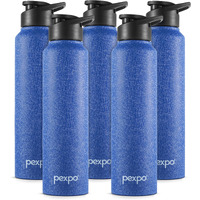 PEXPO Chromo Stainless Steel Sports/Fridge Sipper Water Bottle 1 Litre, Blue Pack of 5 | Eco friendly | BPA Free | Water Bottle for Office, Gym, School, Yoga, Trekking, Men, Women and Kids