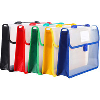 MORE BUY Plastic Handle Documents File Storage Bag with Handle Button for Important Papers/Memos/Projects/Presentations/Photos/Letters (Size: FS/A4, Multicolor) (Pack of 5)
