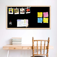 ArtzFolio Greys Family Black Colour | Bulletin Board Notice Pin Board | Vision Soft Board Combo with Thumb Push Pins & Sticky Notes | Natural Brown Frame | 30 x 15 inch (76 x 38 cms)