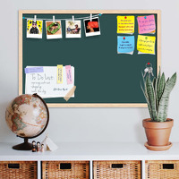 ArtzFolio Greys Family Dark Slate Gray Colour | Bulletin Board Notice Pin Board | Vision Soft Board Combo with Thumb Push Pins & Sticky Notes | Natural Brown Frame | 18 x 12 inch (46 x 30 cms)