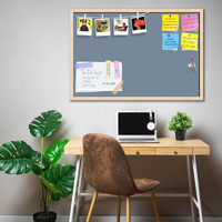 ArtzFolio Greys Family Light Slate Gray Colour | Bulletin Board Notice Pin Board | Vision Soft Board Combo with Thumb Push Pins & Sticky Notes | Natural Brown Frame | 30 x 20 inch (76 x 51 cms)