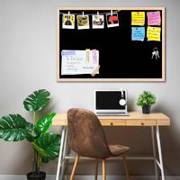 ArtzFolio Greys Family Black Colour | Bulletin Board Notice Pin Board | Vision Soft Board Combo with Thumb Push Pins & Sticky Notes | Natural Brown Frame | 24 x 16 inch (61 x 41 cms)