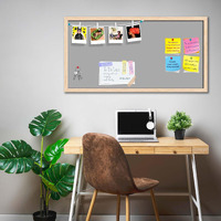 ArtzFolio Greys Family Dark Gray Colour | Bulletin Board Notice Pin Board | Vision Soft Board Combo with Thumb Push Pins & Sticky Notes | Natural Brown Frame | 24 x 12 inch (61 x 30 cms)