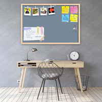 ArtzFolio Greys Family Light Slate Gray Colour | Bulletin Board Notice Pin Board | Vision Soft Board Combo with Thumb Push Pins & Sticky Notes | Natural Brown Frame | 36 x 24 inch (91 x 61 cms)