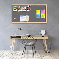 ArtzFolio Greys Family Dim Gray Colour | Bulletin Board Notice Pin Board | Vision Soft Board Combo with Thumb Push Pins & Sticky Notes | Natural Brown Frame | 36 x 18 inch (91 x 46 cms)