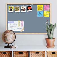 ArtzFolio Greys Family Light Slate Gray Colour | Bulletin Board Notice Pin Board | Vision Soft Board Combo with Thumb Push Pins & Sticky Notes | Natural Brown Frame | 18 x 12 inch (46 x 30 cms)