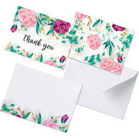 Clickedin Thank You Cards, Stylish Floral Printed, 24 Cards and Envelopes