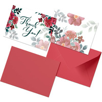 Clickedin Thank You Cards for Small Business, Stylish Floral Design, 12 Cards and Envelopes