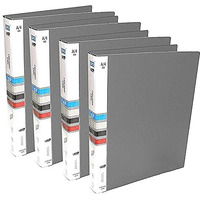 MORE BUY Plastic File/Folder/Document Holder 2D Ring Binder for Docoments/Certificates/Marksheet/Medical Files (Grey) (Pack of 4, Size A4)