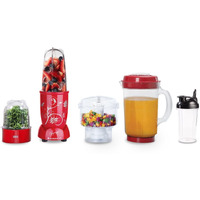 Wonderchef Nutri Blend Complete Kitchen Machine, Mixer Grinder, Blender, Chopper, Juicer, Stainless Steel Blades, 4 Jars, 2 Yrs Warranty, 400 Watts, Red, Online Recipe Book By Chef Sanjeev Kapoor