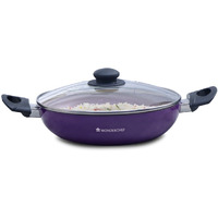 Wonderchef Valencia Non-Stick Kadhai With Glass Lid | Cool Touch Bakelite Handles | Pure Grade Aluminium| Pfoa Free|2 Litres Capacity | Size 24 Cm Kadai | 1 Year Warranty | Purple