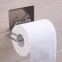 Zizly Stainless Steel Self Adhesive Toilet Paper Holder Tissue Paper Roll Holder Bathroom Rack For Kitchen Towel Holder