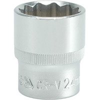 Yato Yt-1286 Bihexagonal Socket Of Size 24Mm & Length 38Mm Suitable For 1/2 Inch Drive Socket Wrench Set |Din3121 Crv Chromium Satin Plated Steel|Socket Tool Box|Use: Mechanical Tools|Industrial Tool