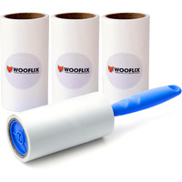 Wooflix Lint Remover With Handle, Protective Cover, And 4 Refills (240 Sheets) - Sticky Roller Brush For Clothes, Furniture, Carpet, Pet Fur, Dust, And Dirt