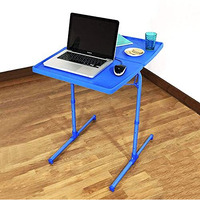 Bi3 Metal Table Dual Top Multipurpose Laptop Study Dinning Portable Table Strong Adjustable Height (Blue, 70 Cm, 53 Cm)