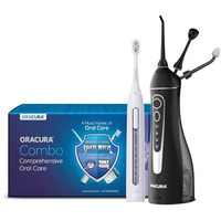 Oracura Daily Pro Combo Oc200 Smart Plus Water Flosser Black & Sb300 Sonic Smart Electric Rechargeable Toothbrush Grey