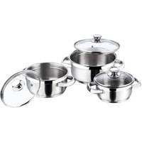Vinod Bremen Stainless Steel Saucepot Set Of 3 With Glass Lid | 2.5Mm Thick Base | Riveted Sturdy Handle | 2 Year Warranty | Induction And Gas Base - Silver