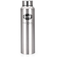 Cello Crysta Stainless Steel Bottle | Tough & Trendy | Lid Is Sealed By A Silicone Ring | Best Usage: Office/School/College/Gym/Picnic/Home/Fridge | 1000Ml | Silver, Set Of 1
