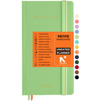 Neorah  2025 Accomplish Undated Planner Diary - Petite | 12 Month Productivity Planner Diary Without Dates | Weekly | Monthly | 12 Month Budget Tracker | Gratitude Journal | Track Goals | Accomplishments | Things To Do | Habit Tracker Wheel | Passion | Password Log | Track Birthday Anniversary | Extra Notes - Planner For Pro Journal Notebook (Size 21.0 X 10.5Cm) | Undated Hardcover Planner (Light Green)