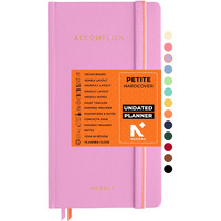 Neorah  2025 Accomplish Undated Planner Diary Petite | 12 Month Productivity Planner Without Dates | Weekly | Monthly | 12 Month Budget Tracker | Gratitude Journal | Track Goals | Accomplishments | Things To Do | Habit Tracker Wheel | Passion | Password Log | Track Birthday Anniversary | Extra Notes - Planner For Pro Journal Notebook (Size 21.0 X 10.5Cm) | Undated Hardcover Planner (Lavender)