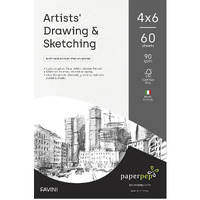 Paperpep Artists' Sketching & Drawing Paper 90Gsm 4"X6" Pack Of 60 For Sketching & Drawing With Pencil, Charcoal, Graphite, Redchalk Pastel, Chalk, Oil Pastel & Wax Crayon For Artists' & Amateurs