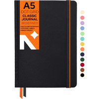 NeorahA5 Dot Grid Classic Notebook -110 Gsm (210X148Mm)-Hardcover Dotted Journal| Include Silk Book Marks |Backpocket |Sticker Label |Office Notebook Journal 160Pages|Completely Handmade (Black)