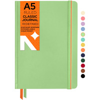 Neorah  A5 Ruled Classic Notebook -110 Gsm (210X148Mm) -Hardcover Ruled Journal| Includes Silk Book Marks | Backpocket |Sticker Label |Journal Box- Office Notebook Journal 160Pages | Completely Handmade (Light Green)