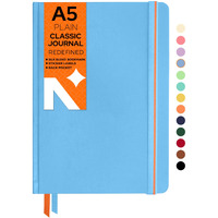Neorah  A5 Plain Classic Notebook -110 Gsm (210X148Mm) -Hardcover Unruled Journal| Includes Silk Book Marks | Backpocket |Sticker Label |Journal Box- Office Notebook Journal 160Pages | Completely Handmade (Light Blue)