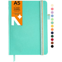 Neorah A5 Plain Classic Notebook-110 Gsm(210X148Mm)Hardcover Unruled Journal| Includes Silk Bookmark| Backpocket|Sticker Label |Journal Box- Office Notebook Journal 160Pages| Completely Handmade-Teal