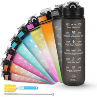 Solara Sipper Water Bottle For Adults 2 Litre With Motivational Time Marker, Leakproof Durable Bpa Free Non-Toxic Tritan Water Bottle For Gym, Home, Travel, Sports, Gifts And Office, Orange Teal