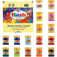 Flash Acrylic Colour Set For Adults Kids Professionals-16 Acrylic Painting Colour Set Of 50Ml Each-High Pigment Strength Eco Friendly Non Fading Non Toxic Multi Surface Acrylic Paint (50 Ml Each, 16 Colours)