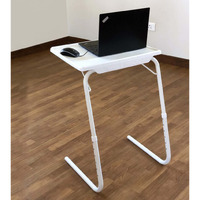 Bi3 Metal Epoxy Coating Multipurpose Laptop Study Table Strong Top 6 Heights 3 Angles Portable Adjustable Foldable (Milk White)