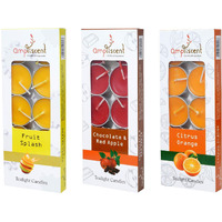 Ampliscent Tea Lights Candles Aromatherapy Candle Natural Soy Wax For Candle Holder And Gift Set (Chocolate Red Apple + Fruit Splash + Citrus Orange) (Pack Of 3, 30 Candles)