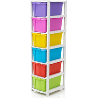 Groznol 6 Xl Plastic Modular Drawer System For Home, Office, Hospital, Parlor, School, Doctors, Home And Kids, Product Dimension When Assembeled (31Cmx39Cmx116Cm) (6Xl) (Multi-Colour)