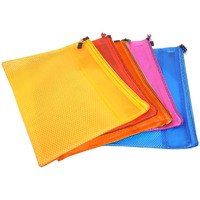 More Buy Document Zip Bag Pouch A3 Large Size For Cell Phones/Money/Coins/Receipt/Books/Paints/Cosmetics/Tools(Pack Of 5) (Multicolor)