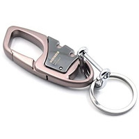 Omuda Stylish Hook Locking Silver Metal Carabiner Double Ring Hook Metal Key Chain For Men & Women