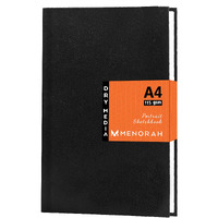 Menorah - Artist Sketch Book - A4-115 Gsm (160 Pages / 80 Sheets) Drawing Notebook - Hard Bound Book - (29.7 Cm X 21 Cm) - Completely Handmade - Portrait- Black, Paper, Oil Pastels