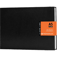 Menorah - A5 - Sketch Book For Artist - 115 Gsm (160 Pages / 80 Sheets) - Artist Drawing Book - (14.8Cm X 21.0Cm) - Hard Case Bound - Completely Handmade-Landscape- Black, Paper, Oil Pastels