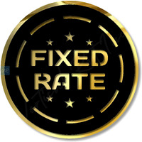 Vertical Root Inc |Fixed Rate Black Gold Self Adhesive Sign 5.8 Inch By 5.8 Inch, Mall Business Stores Cafe Shop Hospital School Office Hotel Corporate