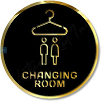 Vertical Root Inc |Changing Room Black Gold Self Adhesive Sign 5.8 Inch By 5.8 Inch, Mall Business Stores Cafe Shop Hospital School Office Hotel Corporate