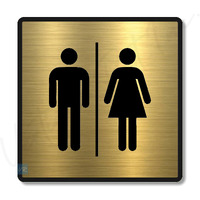 Vertical Root Inc Premium Brush Finish Gold Acrylic Unisex Washroom Men Women Sign Easy To Mount 3M Double Side Tape 5.8 Inch Self-Adhesive Business Stores Cafe Shop Hospital School Office Hotel