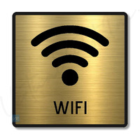 Vertical Root Inc Premium Brush Finish Gold Acrylic Free Wifi Sign Easy To Mount 3M Double Side Tape 5.8 Inch Signage Self-Adhesive Business Stores Cafe Shop Hospital School Office Hotel