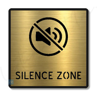 Vertical Root Inc Premium Brush Finish Gold Acrylic Silence Zone Door Sign Easy To Mount 3M Self-Adhesive Tape 5.8 Inch Signage For Office Corporate Hospital Business