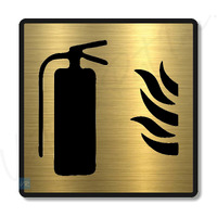 Vertical Root Inc Premium Brush Finish Gold Acrylic Fire Extinguisher Sign Easy Mount 3M Self-Adhesive Tape 5.8 Inch Signage Office Corporate Hospital Business Society Resort Hotels Clubhouse Clinic