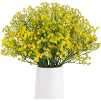 Satyam Kraft 3 Pcs Artificial Babys Breath Gypsophila Flower Bouquets For Home, Bedroom, Garden, Office, Balcony,Wedding Decoration, Tables, Living Room, Dining Room, Pooja, Crafts(Yellow)