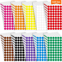 True-Ally 2400 Piece Mix Color 12Mm (0.5 Inch) Round Dot Sticker Self Adhesive Labels Writable Surface For Kids Activity, File Classification, Calendar Planner (Mix Color)